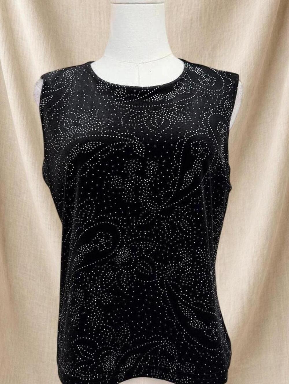Black paisley tank top with shimmer